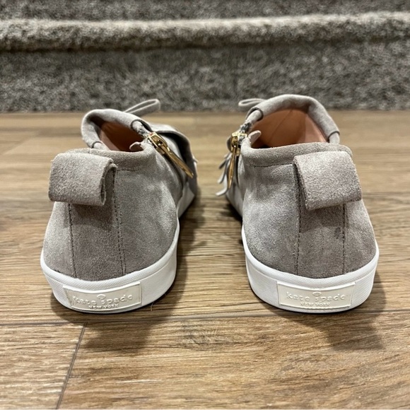 KATE SPADE- Womens Size 7.5 Gray Suede Lena Tassel Sneakers Shoe - Picture 2 of 11